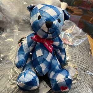 Little blue gingham bath and body works collectible bear nwt